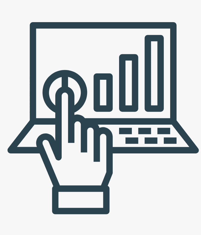 Ícone de tecnologia e dados em um notebook
